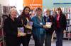 Handing over Fairtrade Scotland leaflets at the library